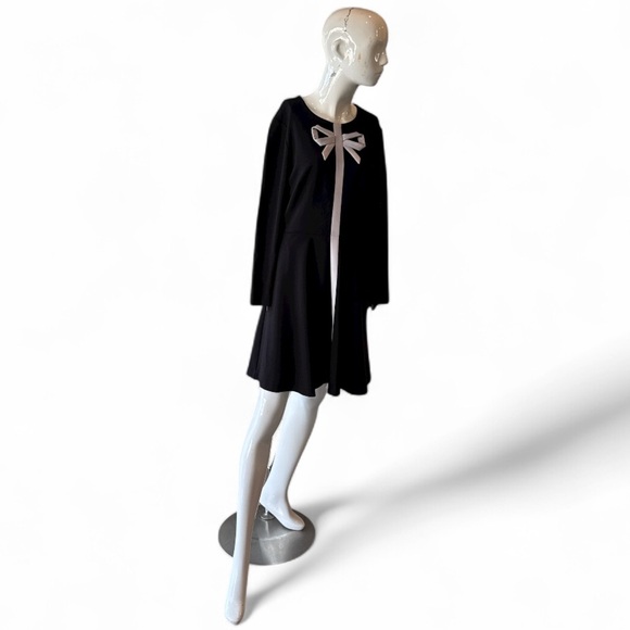 Ted Baker Gilleen Bow Detail Black & White Knit Skater Dress Size 4 - Picture 2 of 12